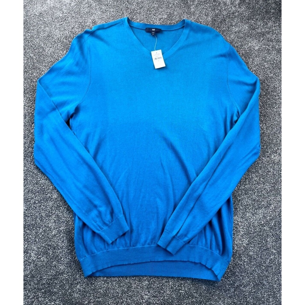 Gap Mens‎ Recycled Cotton V-Neck Sweater Size S Blue